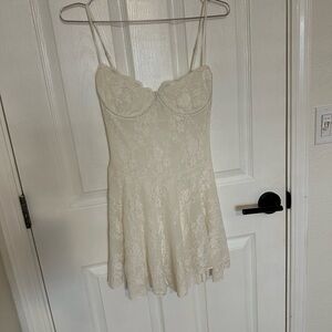 Short White Lace Dress with Corset